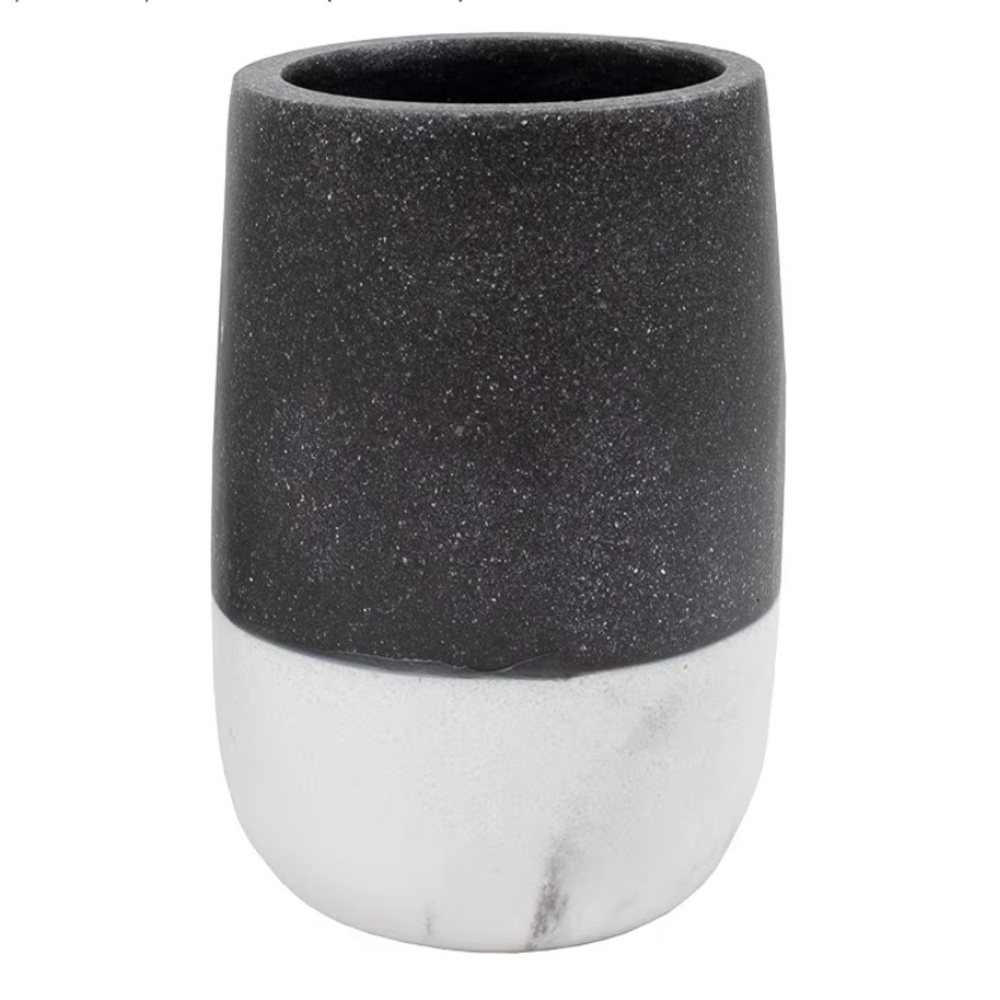 Sweet Home Collection Marble Bathroom Tumbler Modern Black White